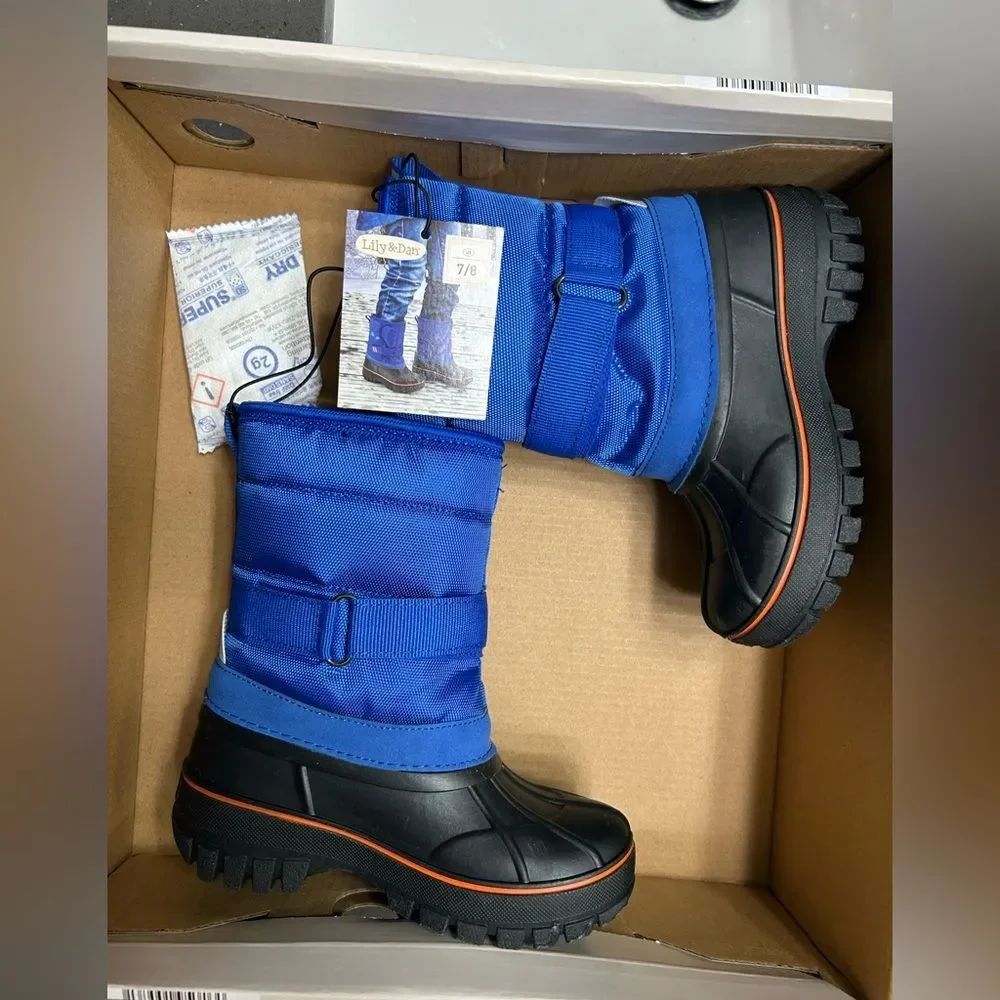 Lily & Dan Children's Blue and Black Snow Boots